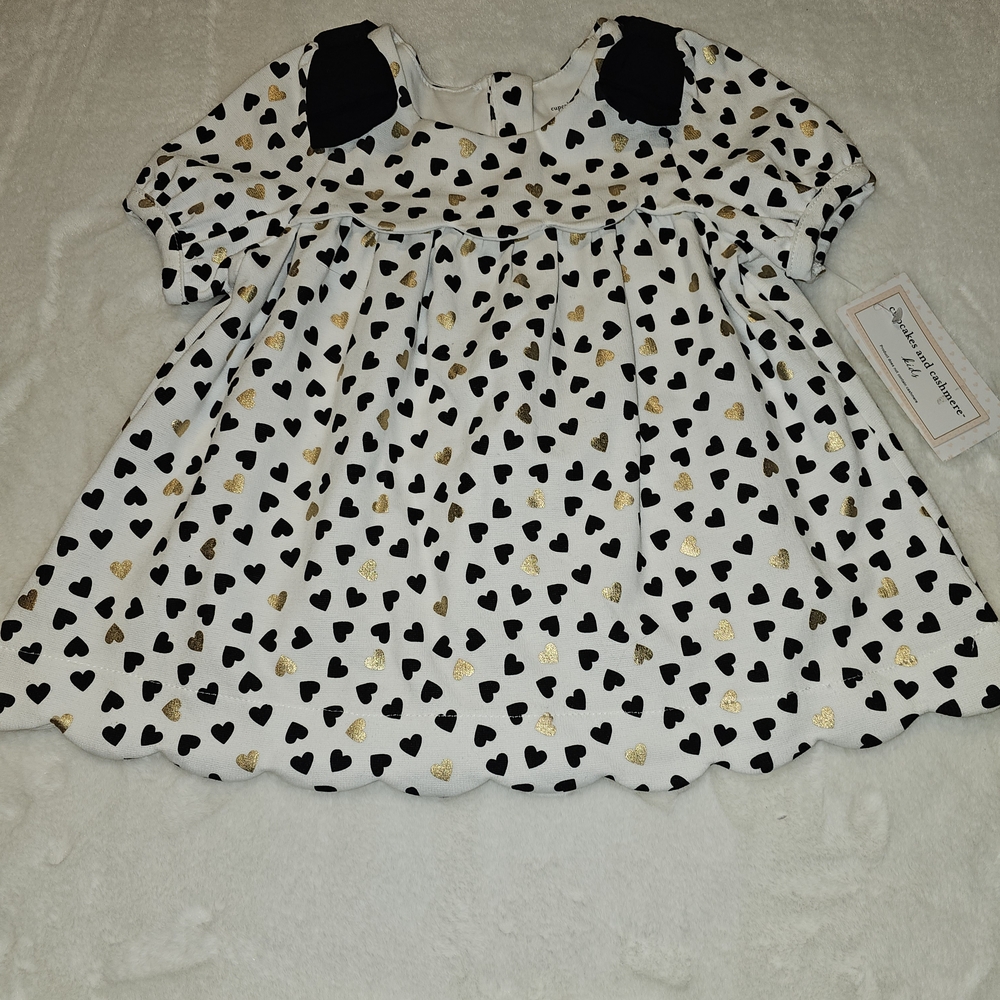 Cupcakes & Cashmere Black and Gold Heart Dress Size 4T